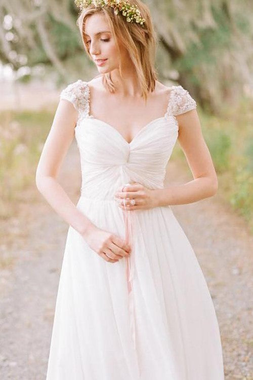 queen-anne-neck-boho-style-chiffon-wedding-dress-for-summer