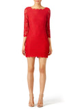 red-bodycon-lace-cocktail-dresses-with-three-quarter-sleeves