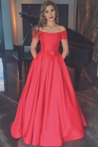 red-satin-evening-dresses-with-off-the-shoulder-sleeves