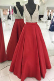 red-satin-prom-gown-beaded-v-neckline-bodice