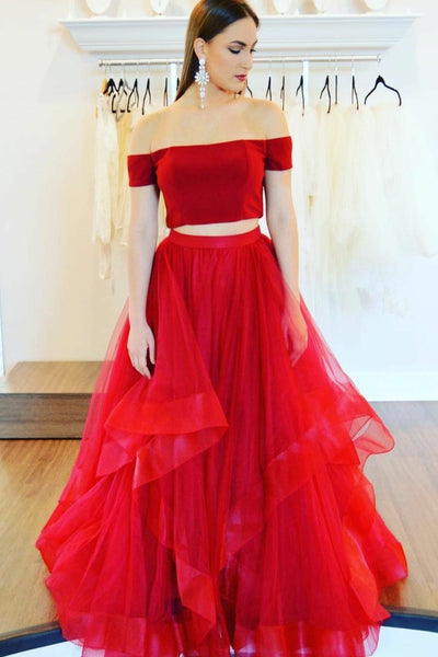 red-satin-two-piece-prom-gown-with-ruffles-horsehair-skirt
