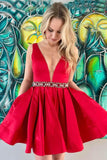 red-short-homecoming-dresses-with-jeweled-waist