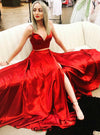 red-two-piece-prom-dresses-with-deep-neckline-vestido-formal-2