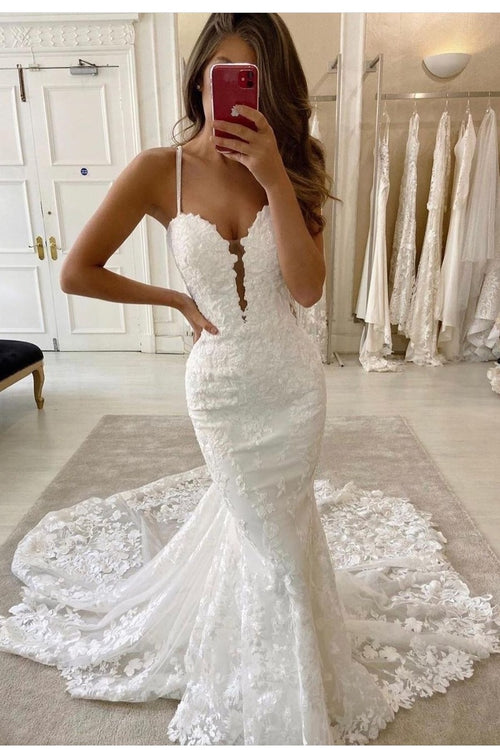 romantic-lace-mermaid-wedding-dresses-with-double-straps
