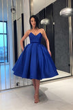 royal-blue-short-prom-dress-plunging-neckline-ball-gown