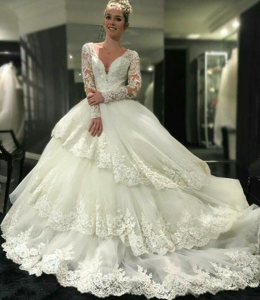 royal-court-princess-ball-gown-wedding-dress-with-long-lace-sleeves-2