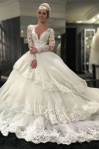 royal-court-princess-ball-gown-wedding-dress-with-long-lace-sleeves