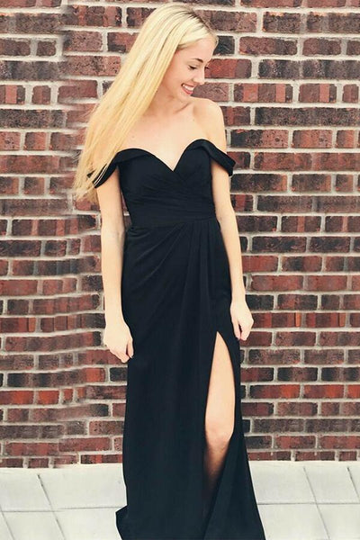 ruched-sweetheart-slit-side-black-maxi-dresses-for-prom