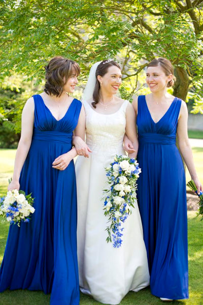 ruched-v-neckline-a-line-blue-wedding-party-dresses-vestido-de-festa-de-casamento