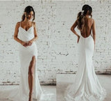 ruching-lace-boho-wedding-dresses-with-high-thigh-slit-1