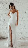 ruching-lace-boho-wedding-dresses-with-high-thigh-slit-2