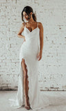 ruching-lace-boho-wedding-dresses-with-high-thigh-slit-2