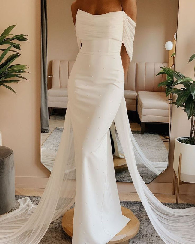 ruching-off-the-shoulder-sheath-wedding-gown-with-ribbons-1
