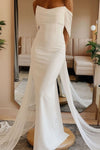 ruching-off-the-shoulder-sheath-wedding-gown-with-ribbons