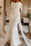 ruching-off-the-shoulder-sheath-wedding-gown-with-ribbons