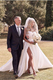 ruching-strapless-satin-bridal-dress-with-leg-slit-1