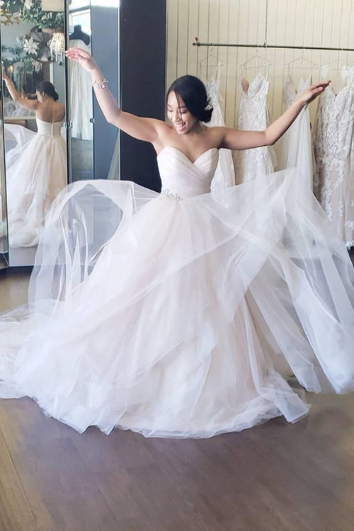 ruching-sweetheart-tulle-bride-dresses-with-jewellery-belt