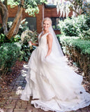 ruching-v-neck-wedding-dresses-with-layers-skirt-3