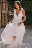 ruching-v-neckline-tulle-beach-bridal-dress-for-summer-weddings
