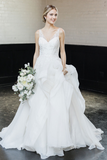 ruffled-organza-ball-gowns-wedding-dresses-lace-v-neckline-vestido-de-baile-4