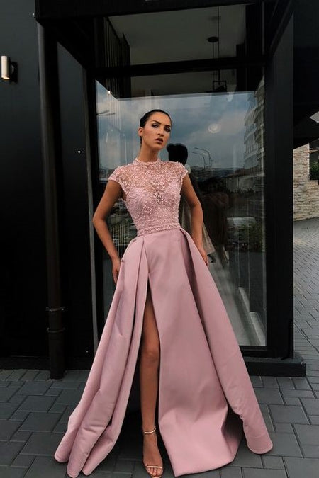Long Mauve Prom Dress with Adjustable Straps