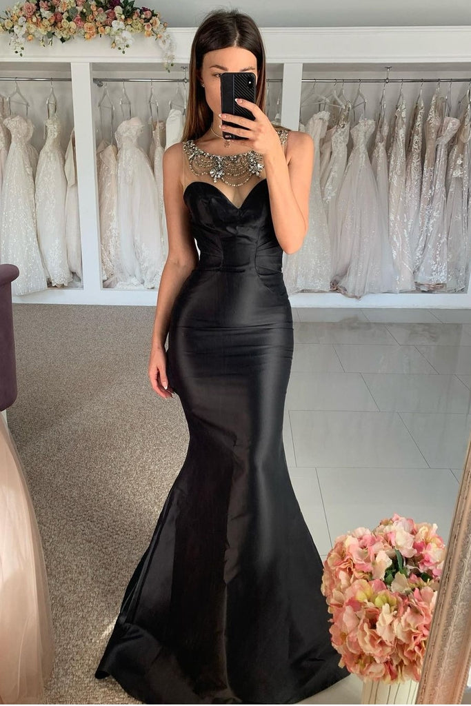 Satin Black Mermaid Prom Dress with Sweetheart Neckline – loveangeldress