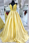 satin-bright-yellow-long-prom-dresses-beaded-bodice