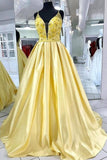 satin-bright-yellow-long-prom-dresses-beaded-bodice