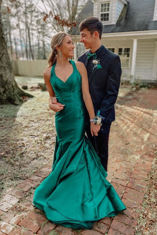 Satin Green Prom Dress with Mermaid Ruffled Skirt loveangeldress Satin Green Prom Dress with Mermaid Ruffled Skirt loveangeldress