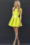 satin-neon-yellow-homecoming-dresses-with-belt-1