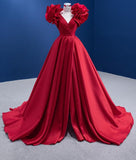 satin-red-prom-dress-styles-with-ruffles-shoulders-2