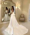 Strapless Satin Bride Wedding Dress with Watteau Train