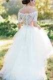 scalloped-lace-off-the-shoulder-wedding-gown-dress-with-tulle-skirt-2