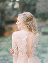 scalloped-lace-v-neck-blush-wedding-dress-long-sleeves-vestido-de-casamento-2