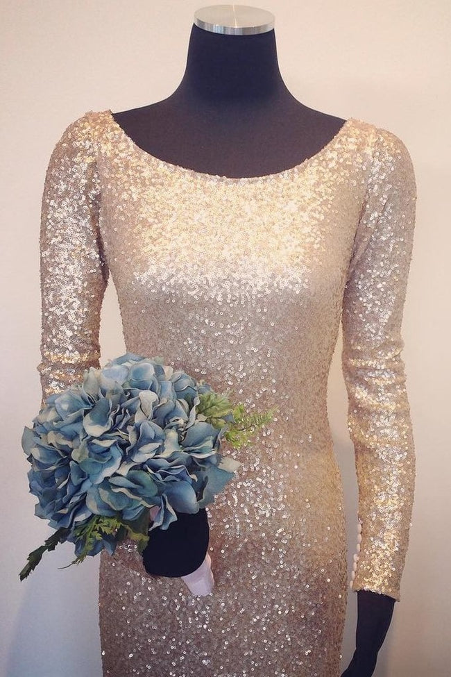 scoop-neck-gold-sequin-bridesmaid-dresses-long-sleeves-1