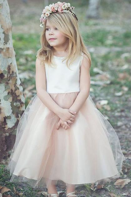 Sequin Tulle Flower Girls Dress Ball Gown with Bow Belt