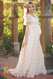 scoop-neck-lace-pregnant-women-dress-with-short-sleeves
