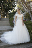 scoop-neck-modest-wedding-gown-with-lace-bodice
