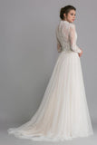 see-through-high-neck-wedding-gown-lace-long-sleeves-tulle-skirt-1