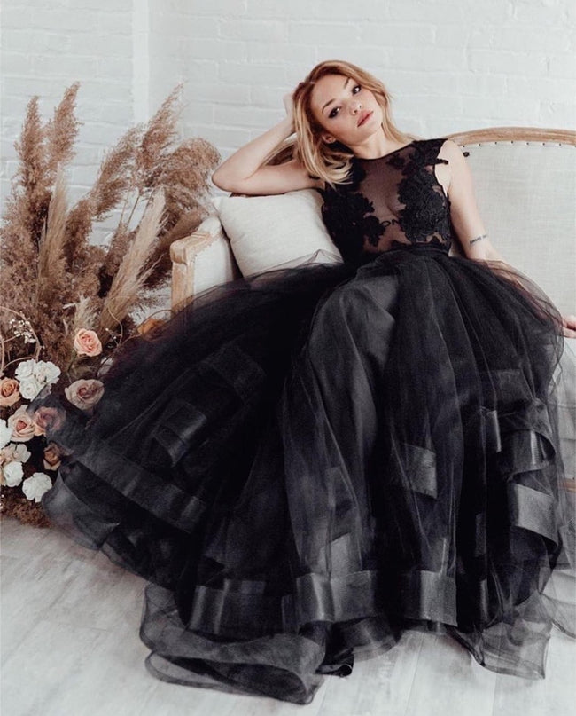 see-through-lace-black-wedding-dress-with-tulle-netting-skirt-1