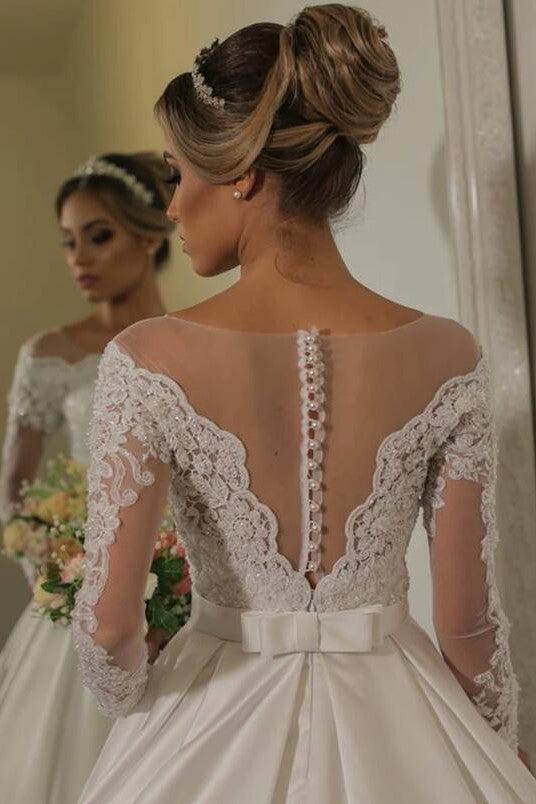 see-through-lace-long-sleeves-bridal-gown-satin-skirt-1