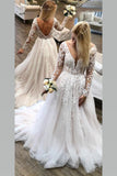 see-through-lace-long-sleeves-wedding-gowns-tulle-skirt