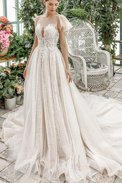 see-through-lace-wedding-dresses-with-flounced-sleeves
