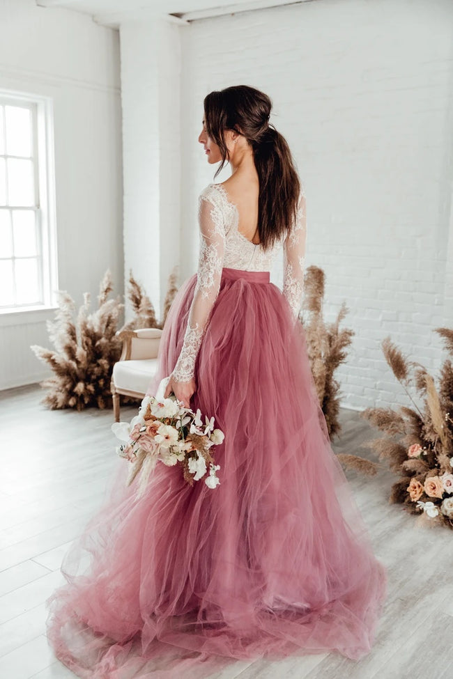 see-through-long-sleeves-bride-dress-wedding-tulle-skirt-1