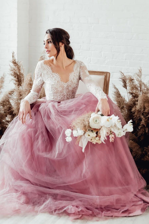 see-through-long-sleeves-bride-dress-wedding-tulle-skirt