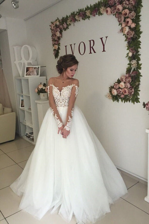 see-through-sleeves-bridal-dress-for-marriage-tulle-skirt