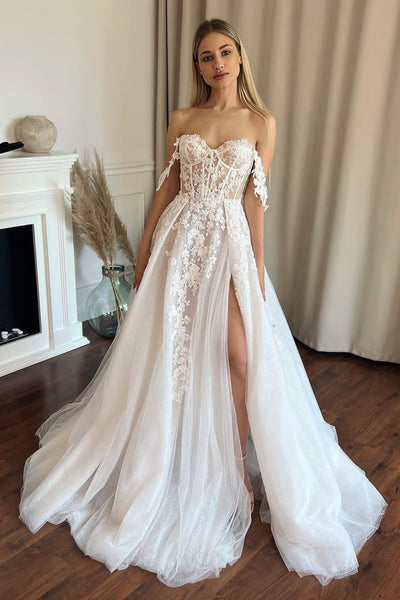 semi-sheer-appliques-bridal-gown-with-tulle-skirt