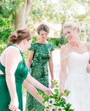 Sequin Green Wedding Party Dresses with Short Sleeves loveangeldress Sequin Green Wedding Party Dresses with Short Sleeves loveangeldress
