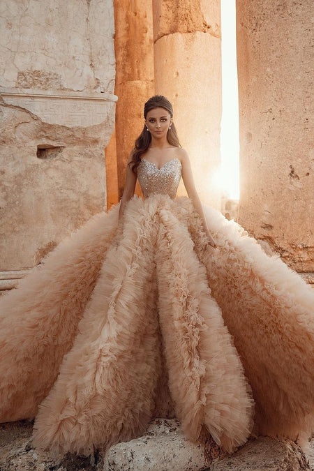 Sweetheart Ruffles Organza Princess Wedding Dress Ball Gown