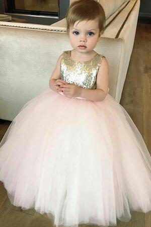 Rose-gold Sequin Flower Girl Dress with Tulle Skirt